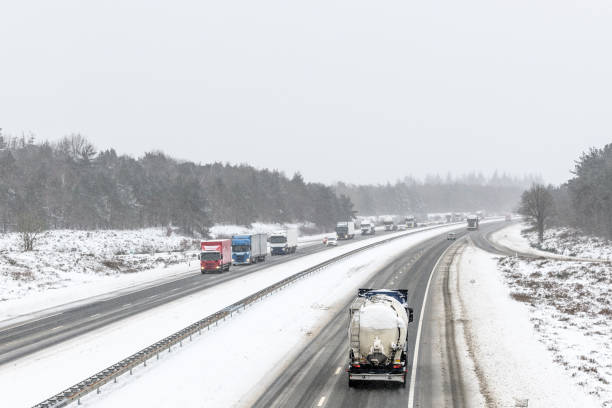 istock Traffic driving on a slippery and dangerous highway 1369113962