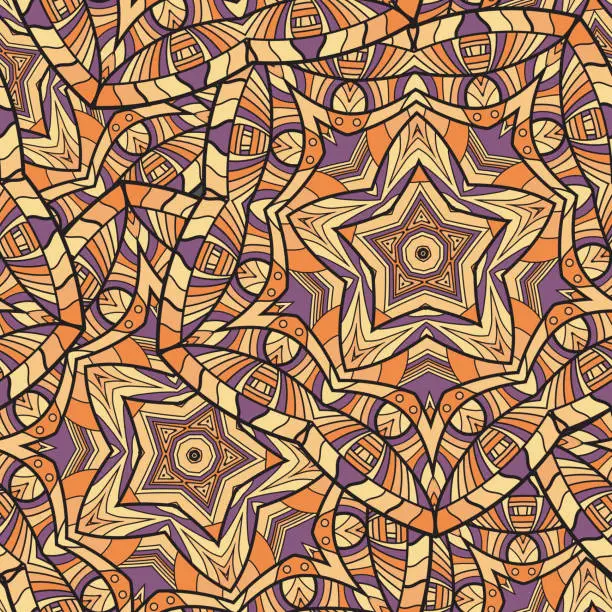 Vector illustration of Seamless repeating oriental pattern. Mandala illustration.