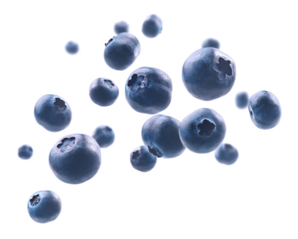 istock Ripe blueberries levitate on a white background 1369114563