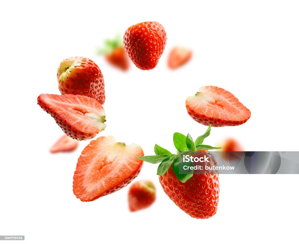 Strawberry berry levitating on a white background Strawberry berry levitating on a white background. Strawberry Stock Photo