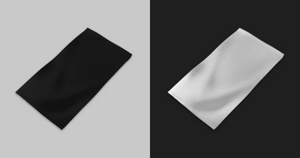 istock Título: Balck and White cotton beach towel mock up. 3D High Quality Image. 1369115493