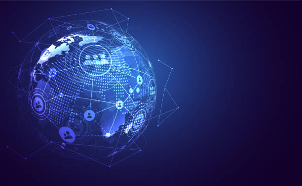 istock Global network connection. World map point and line composition concept of global business. Vector Illustration 1369119013