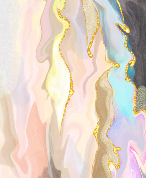 istock Soft color pink beige marble abstract watercolor bacground. Alcohol brush texture, glitter dust ink, fluid pattern, kintsugi art style 1369119509