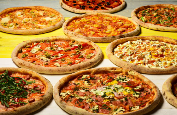 istock Italian pizza and pizzeria concept. Different pizza set for menu. 1369120125