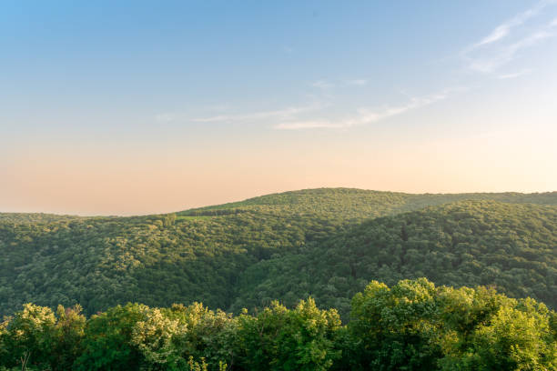Sunset in the mountains in summer with clean sky