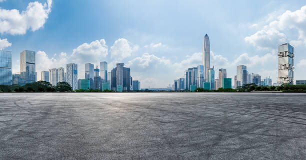 istock Empty road and skyline with modern buildings in Shenzhen 1369122689