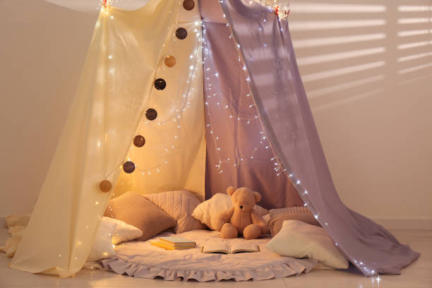 istock Modern children's room interior with play tent 1369127281