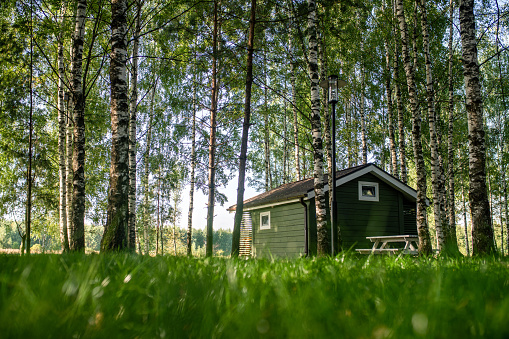 Small wooden house in the forest