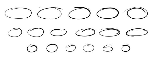 Hand drawn marker ovals. Highlight doodle  circle frames. Ovals and ellipses line template. vector illustration isolated on white background. Hand drawn marker ovals. Highlight doodle  circle frames. Ovals and ellipses line template. vector illustration isolated on white background. pen and marker stock illustrations