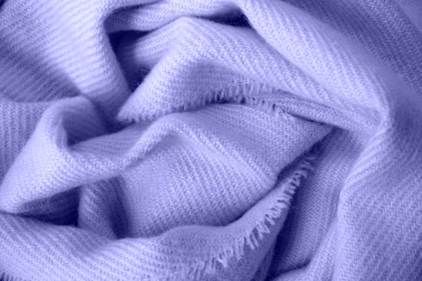 Purple fluffy knitted acrylic scarf.  Color trend of the year 2022