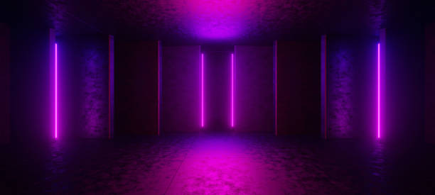 istock Unknown Alien Interior Empty Studio Cosmic Club with Midnight Blue Colors Pedestal Concept 3D Render 1369132509