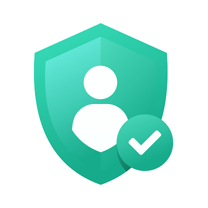 Shield user with checkmark. Vector illustration