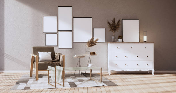 istock Black Living room has decorated with lamps and plants trees .3d rendering 1369137395