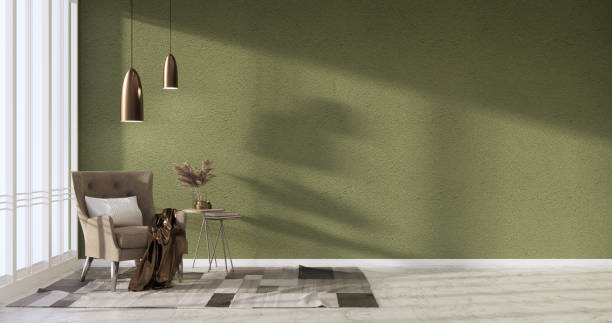 istock Green Living room has a sofa with lamps and  decorated trees .3d rendering 1369137795