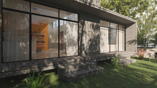 istock Concrete House View from the Backyard 1369138446