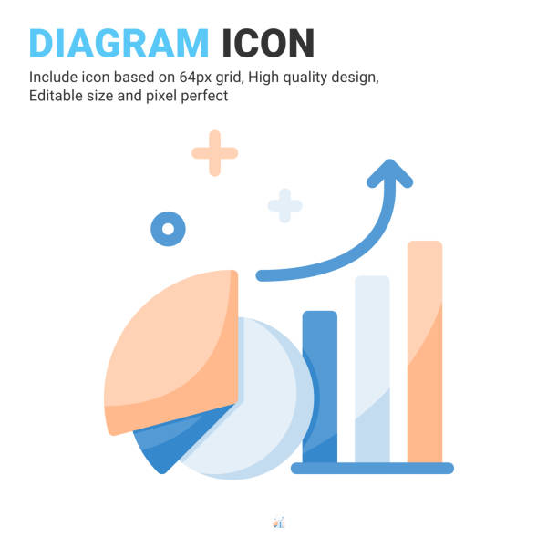 illustrazioni stock, clip art, cartoni animati e icone di tendenza di diagramma vettoriale icona con stile colore piatto isolato su sfondo bianco. grafico di illustrazione vettoriale, grafico simbolo segno concetto di icona per affari, finanza, industria, azienda, app, web e tutti i progetti - pie chart graph chart white background