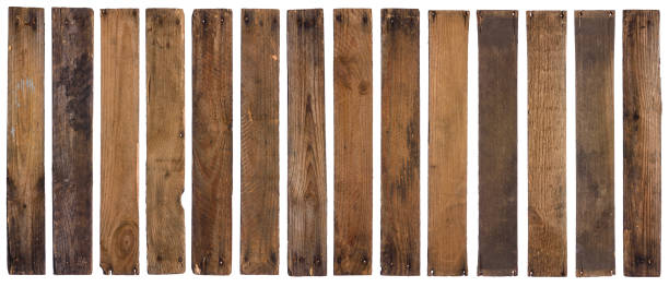 istock Vintage old wooden planks isolated on white 1369139412