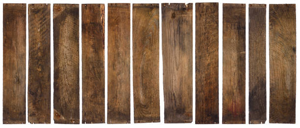 istock Vintage old wooden planks isolated on white 1369139492