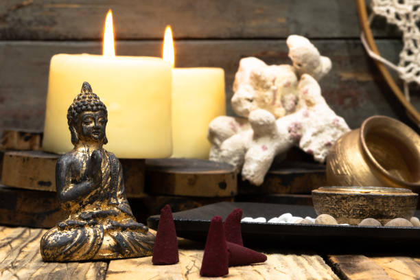 istock image with aromatic candles to meditate 1369141346