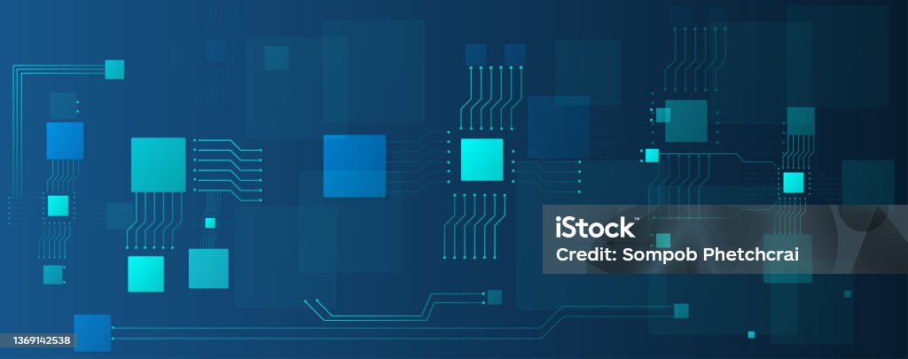 Computer Board Line Background Circuit Board And Chip Computer Electronic Or Electrical Line On Blue ...