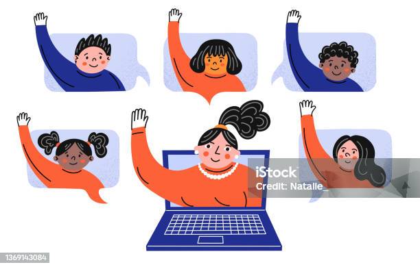 Cartoon Remote Lessons Remote Lesson Stock Illustration - Download Image Now - Classroom ...