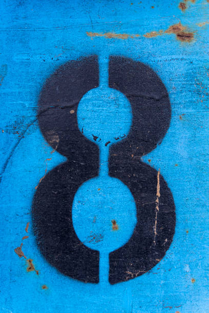 number eight (8) template painted on a white background