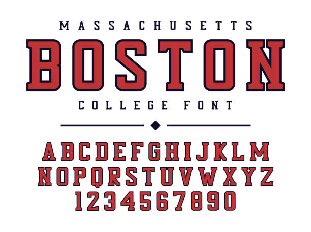 College or university alphabet. Original sport font with uppercase letters and numbers for sports logo, t-shirt. Vintage athletic style typeface. Vector College or university alphabet. Original sport font with uppercase letters and numbers for sports logo, t-shirt. Vintage athletic style typeface. Vector illustration. typesetter stock illustrations