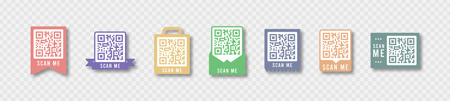 Qr Code Color Frame Set Template Of Frames For Qr Code With Text Scan ...
