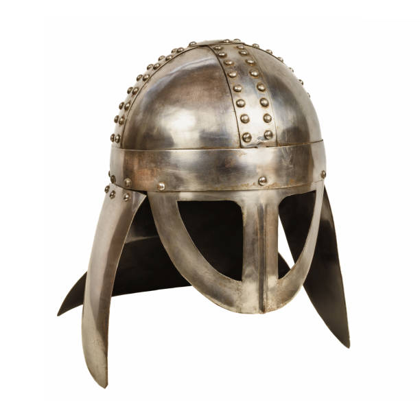istock Steel knight helmet isolated on white 1369147452