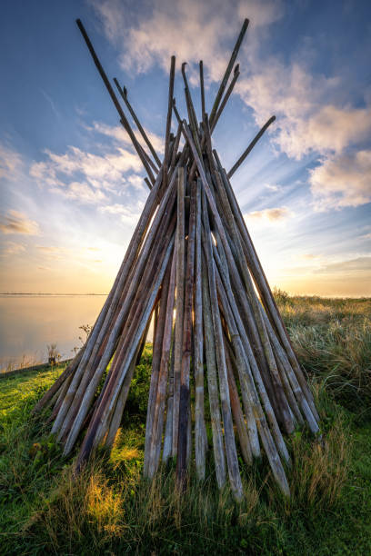 istock Some pins for fishing nets prepared for dry in sun 1369147834