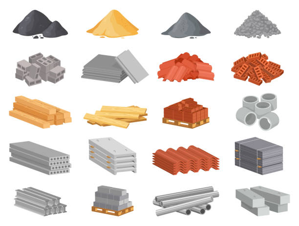 ilustrações de stock, clip art, desenhos animados e ícones de 2201 s cartoon construction building materials - rock vector stack heap