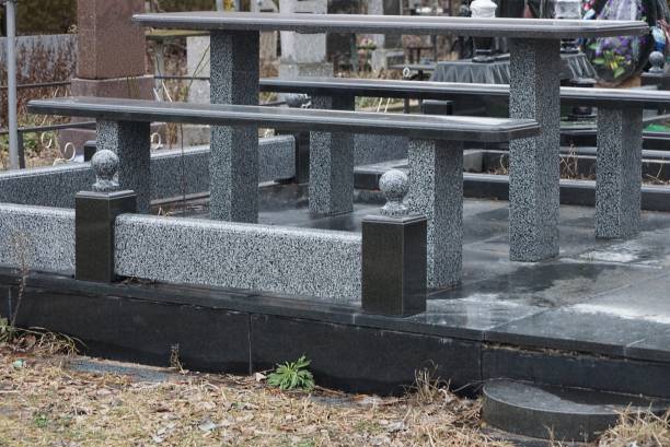 istock gray bench and table of stone and marble 1369153204