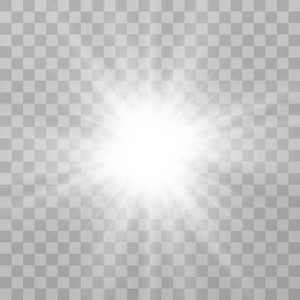 Photo of Bright beautiful star. illustration of a light effect on a transparent background.