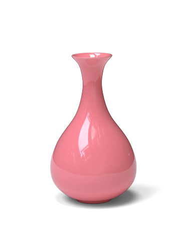 Empty pink vase isolated on a white background. 3D illustration.