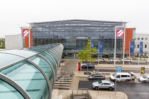 Dresden, Germany - August 1, 2021: Dresden Airport (DRS) Terminal building in Germany.