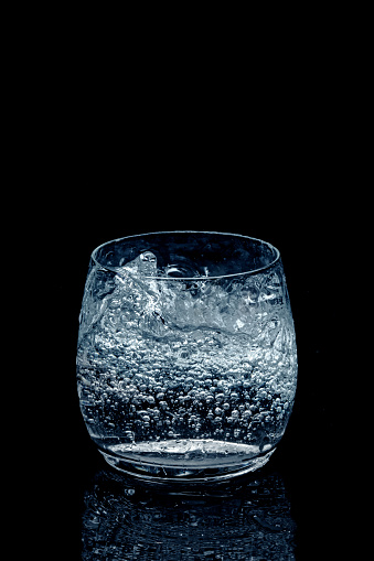 A glass of bubbly water