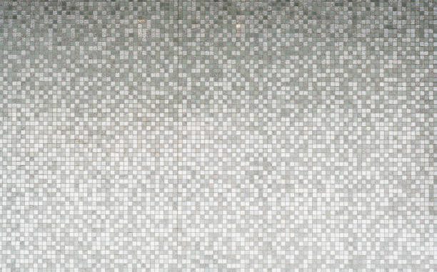 padrão de parede de cerâmica prateada, fundo. - mosaic glass tile modern art - fotografias e filmes do acervo