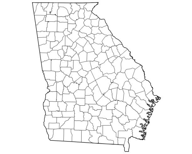 Georgia - outline map with counties Georgia - outline map with counties georgia us state stock illustrations