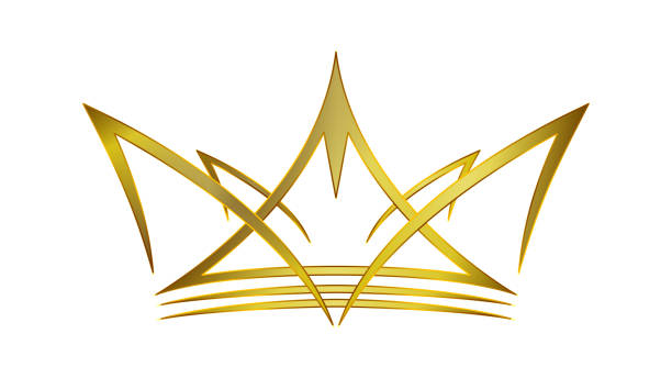 gold stilisierte königskrone isoliert auf weißem hintergrund - zahnkrone stock-grafiken, -clipart, -cartoons und -symbole