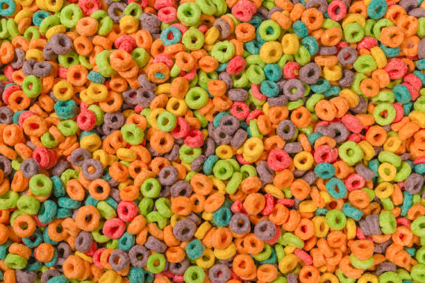istock Sweet multicolored flakes, cereal loops. 1369166224