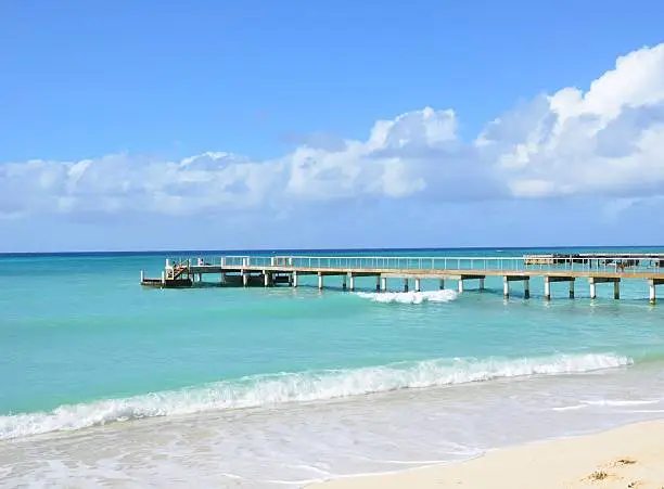 pier and beach in Cockburn Town, Grand Turk, Turks and Caicos Islands