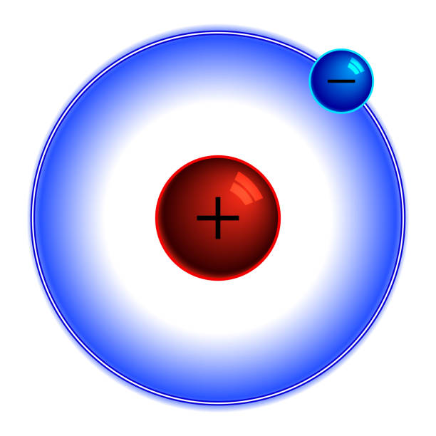 ilustrações, clipart, desenhos animados e ícones de ícone do átomo de hidrogênio - próton