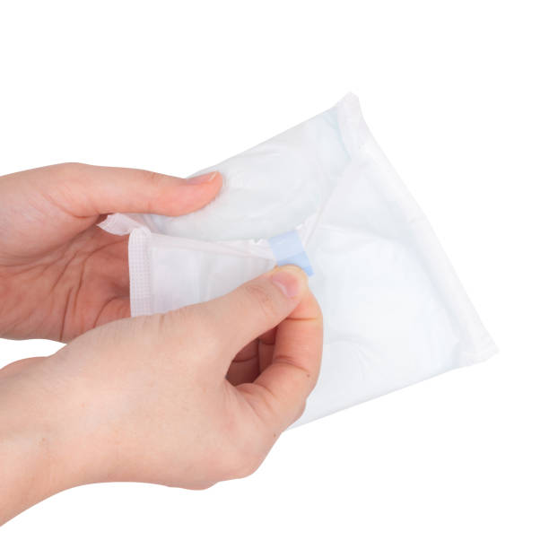 istock sanitary pad hand isolated on white background 1369169844
