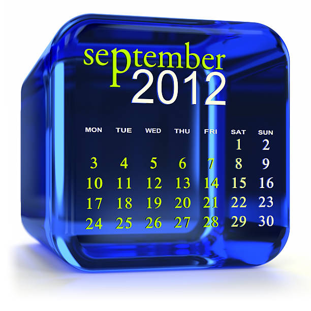 青 9 月のカレンダー - september calendar 2012 three dimensional shape ストックフォトと画像