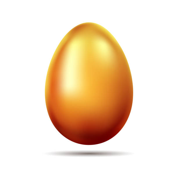 illustrazioni stock, clip art, cartoni animati e icone di tendenza di uovo d'oro. simbolo di ricchezza e religione. realistico prezioso uovo di pasqua isolato su bianco - eggs animal egg gold light