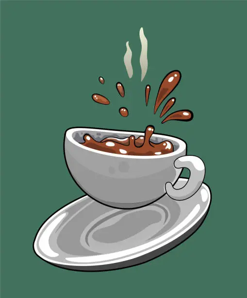 Vector illustration of Cup Of Coffee Vector Illustration, Motion