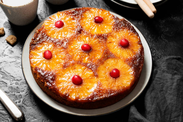 istock pineapple upside down pie with candied cranberry 1369178494