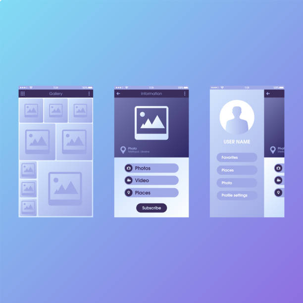 istock Blue and purple blank registration menu in the application or on the website in light and dark colors. 1369180084