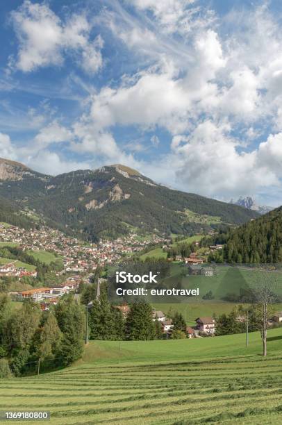 View To Village Of Ortisei Or Sankt Ulrichval Gardenasouth Tirolitaly Stock Photo - Download Image Now