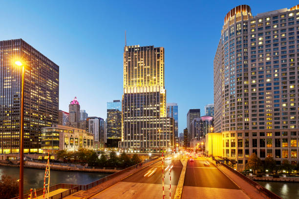 istock Downtown Chicago at dusk, USA. 1369181160